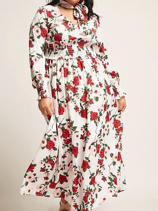 Forever 21+ + Floral Pussycat Bow Maxi Dress