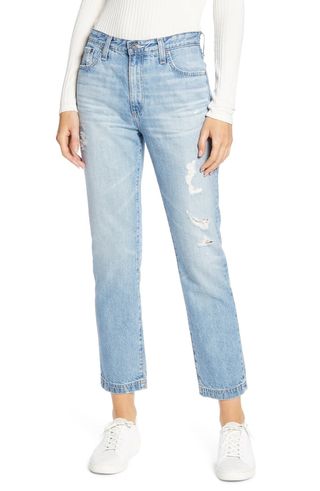 AG + The Isabelle High Waist Crop Straight Leg Jeans