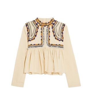 Isabel Marant + Sachi Embroiredered Cotton-Twill Top