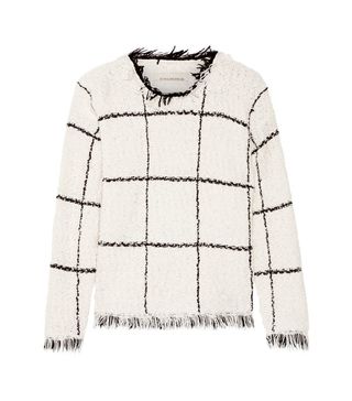 By Malene Birger + Tapania Fringed Checked Cotton-Blend Boucle Sweater