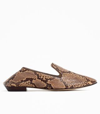 Zara + Printed Flat Leather Shoes