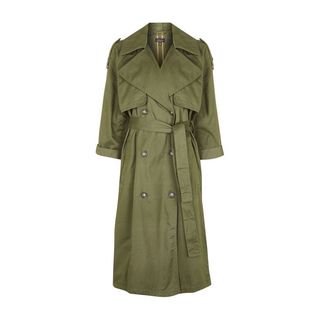 Topshop + Embroidered Khaki Trench Coat