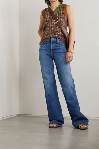 Mother + The Hustler High-Rise Flared Organic Jeans