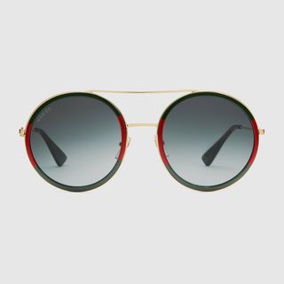 Gucci + Round-Frame Metal Sunglasses