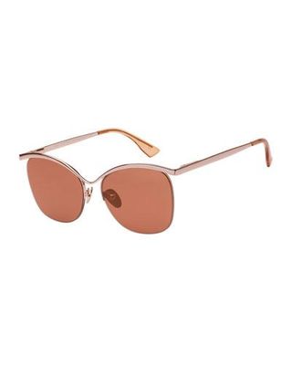 Le Specs + Semi-Rimless Round Sunglasses