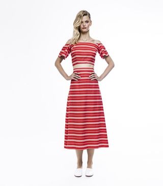 Christine Alcalay + Linen Stripe A-Line Skirt