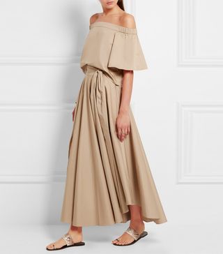 Tibi + Off-the-Shoulder Cotton-Crepe Top