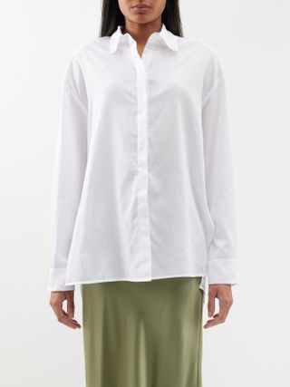 Leset + Yoko Oversized Cotton-Poplin Shirt
