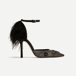 Zara + Court Shoes With Embellishing and Feathers