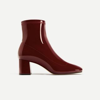 Zara + Patent Block Heel Boots