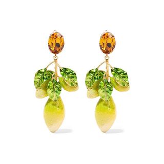Dolce & Gabbana + Gold Plated Swarovski Crystal Enamel Earrings