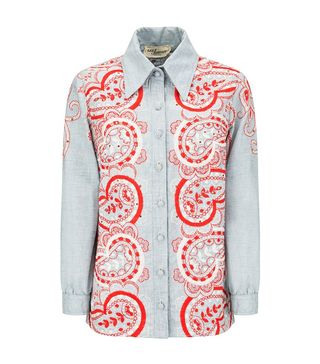 Vintage + 1970s Paisley Embroidered Shirt
