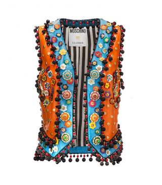 Moschino + 1990s Leather Embroidered Vest