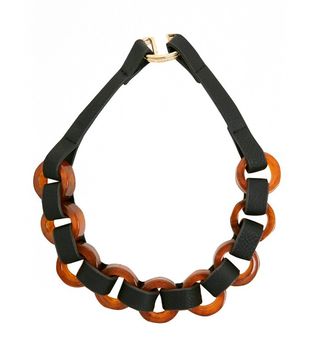 French Connection + Leather Look Necklace