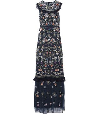 Needle & Thread + Ruffle-Trimmed Embellished Tulle Maxi Dress