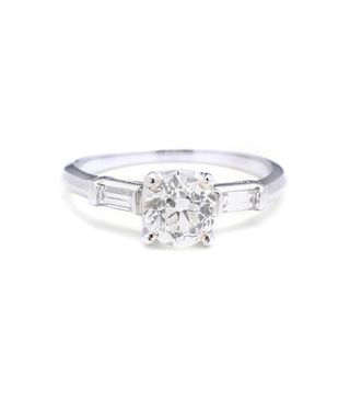 Erica Weiner + 1.08ct Old European Cut Engagement Ring With Diamond Baguette Shoulders