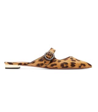 Aquazzura + Blossom Leopard-Print Leather Backless Loafers