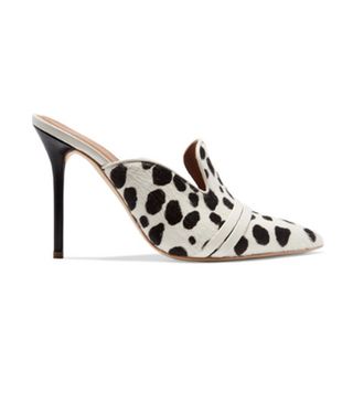 Malone Souliers + Hayley Leather-Trimmed Animal-Print Calf Hair Mules