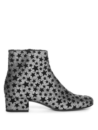 Saint Laurent + Babies Star-Embellished Glitter Ankle Boots