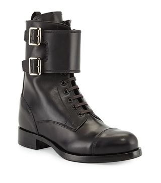 Prada + Leather Lace Up Combat Boots