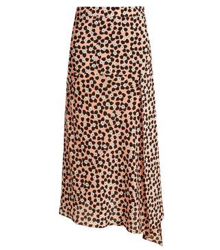 Raey + Slit-Front Ditsy-Print Silk Wrap Skirt