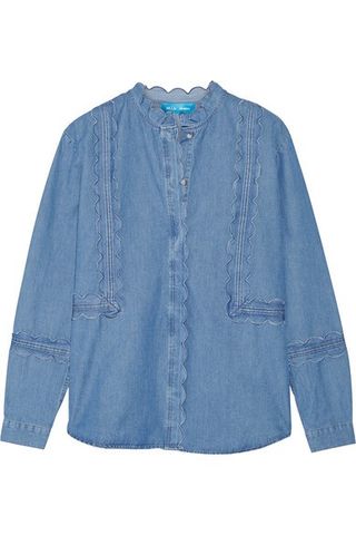 M.i.h Jeans + Ile Scalloped Cotton-Chambray Top