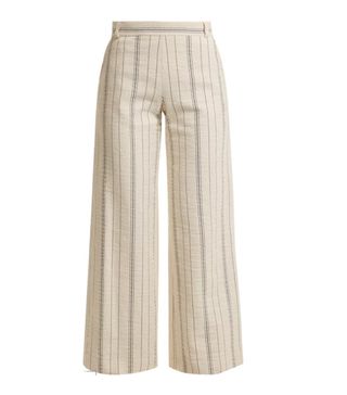 See By Chloé + High-Rise Striped Cotton-Blend Trousers