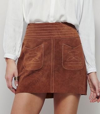 Free People + Mad Love Suede Mini Skirt