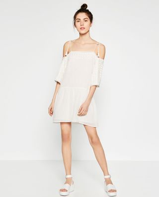 Zara + Off-the-Shoulder Emboridered Dress