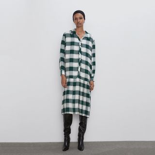 Zara + Oversized Checked Dress
