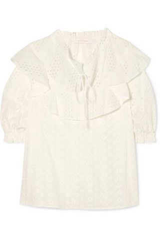 See by Chloé + Ruffled Broderie Anglaise Cotton Blouse