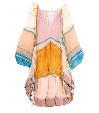 Chloé + Tasseled Silk-Crepon Mini Dress