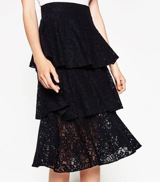 Zara + Frilled Lace Skirt