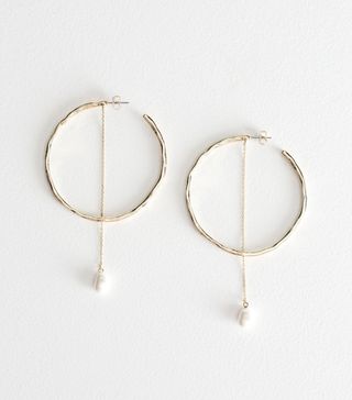 & Other Stories + Hammered Hoop & Chain Earrings