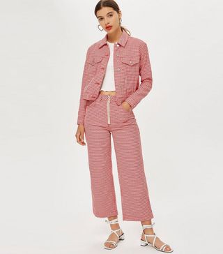Topshop + MOTO Dog Tooth Cropped Wide Leg Jeans