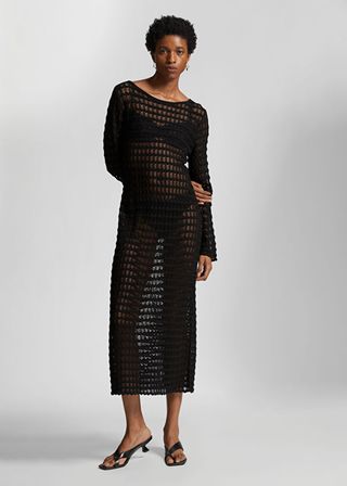 & Other Stories + Open Tie-Back Pointelle Knit Dress