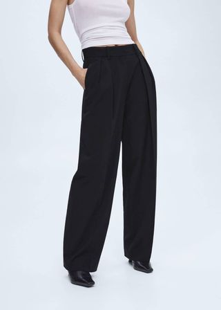 Mango + Wide-Leg Pleated Pants