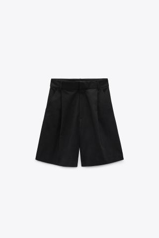 Zara + Pleated Linen Blend Shorts