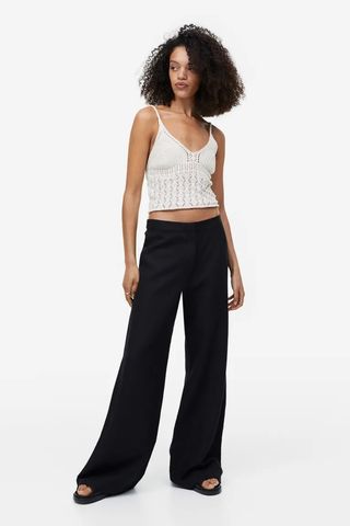 H&M + Wide-Leg Linen-Blend Pants