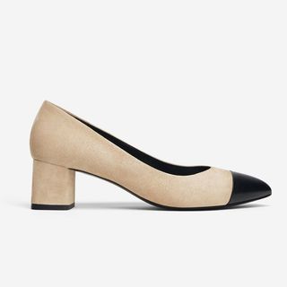 Uterqüe + Suede Pointed Mid-Heel Court Shoes