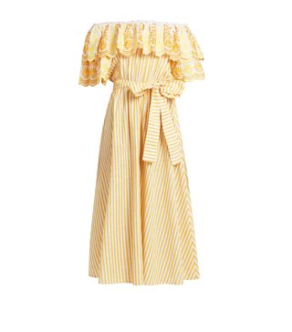 Gül Hürgel + Off-the-Shoulder Striped Cotton-Blend Dress
