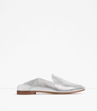 Zara + Metallic Leather Loafers