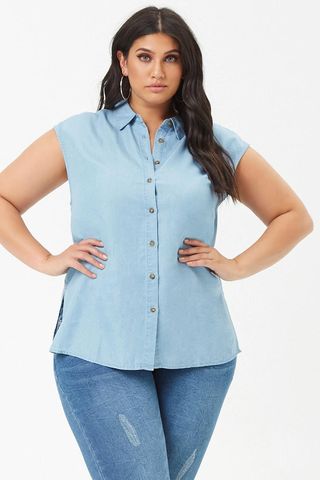 Forever 21 + Sleeveless Chambray Shirt