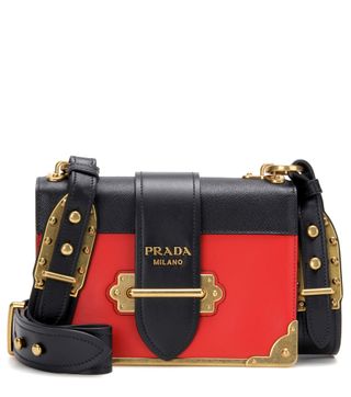 Prada + Cahier Embellished Leather Shoulder Bag