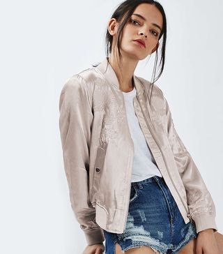 Topshop + Embroidered Bomber Jacket