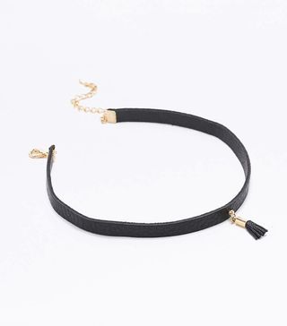 Urban Outfitters + Tassel Black Leather Choker Necklace