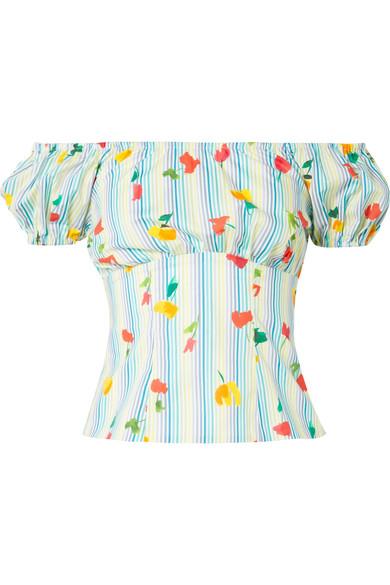 Caroline Constas + Dione Off-the-Shoulder Stretch-Silk Top