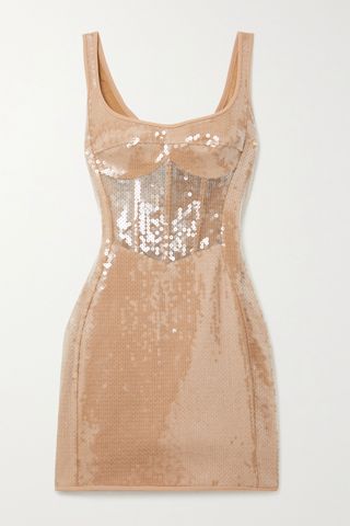 David Koma + Sequined Tulle and Cady Mini Dress