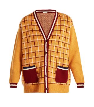 Miu Miu + Oversized Checked-Wool Cardigan