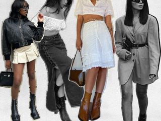 a collage of women showing how to wear ankle boots in summer
